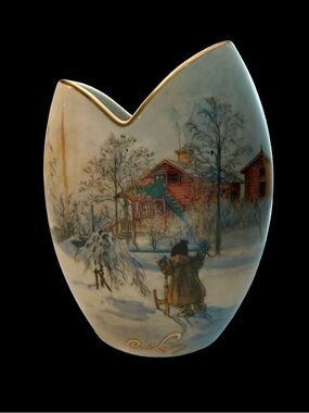 Goebel Porcelain Vase, Carl Larsson’s “Brita with Sledge”